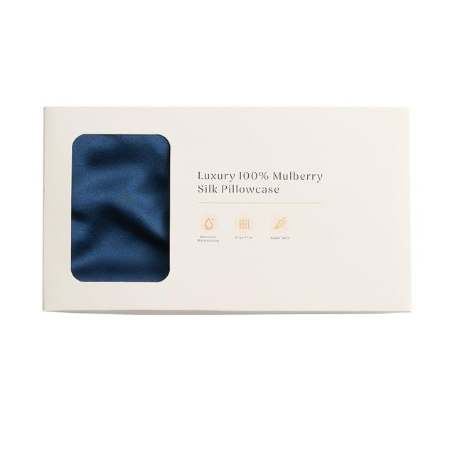 M&S pure mulberry silk pillowcase navy (British brand)