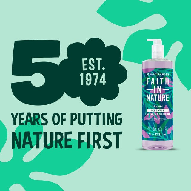 Faith In Nature lavender geranium body wash 1L - British product