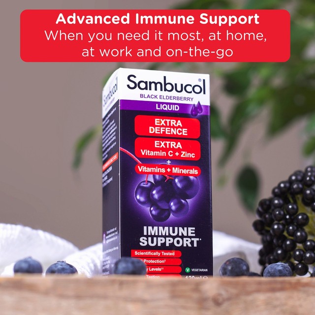 Sambucol Extra Defence black elderberry supplement syrup 120ml (British brand)