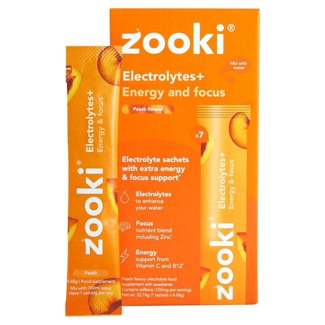 Zooki Electrolytes+ peach flavour supplement - British product