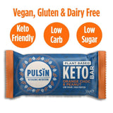 Pulsin orange chocolate and peanut vegan keto protein bar 50g, imported from the UK