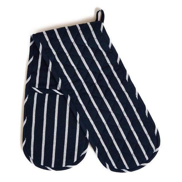 M&S butchers stripe double oven glove navy 1SIZE, imported from the UK