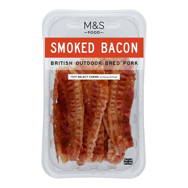 M&S smoked bacon strips 55g, imported from the UK