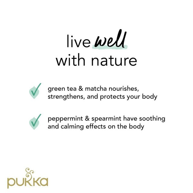 Pukka Herbs Mint Matcha Green tea bags 20 per pack, imported from the UK