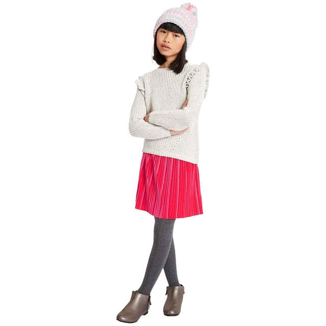 M&S Girl Cable Knit Tights 3 Pack Grey, imported from the UK