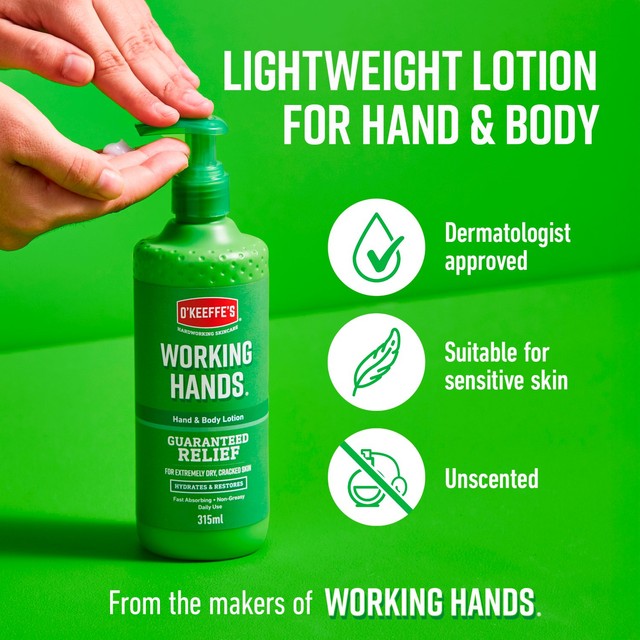 O'Keeffe's Working Hands hand and body lotion 315ml, imported from the UK