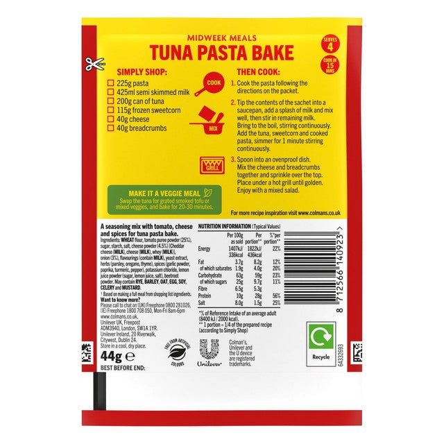 Colman's Tuna Pasta Bake seasoning mix 44g - British product