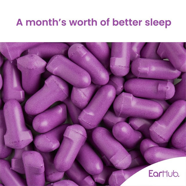 EarHub Purple Soft Foam Earplugs 30 pairs - British product