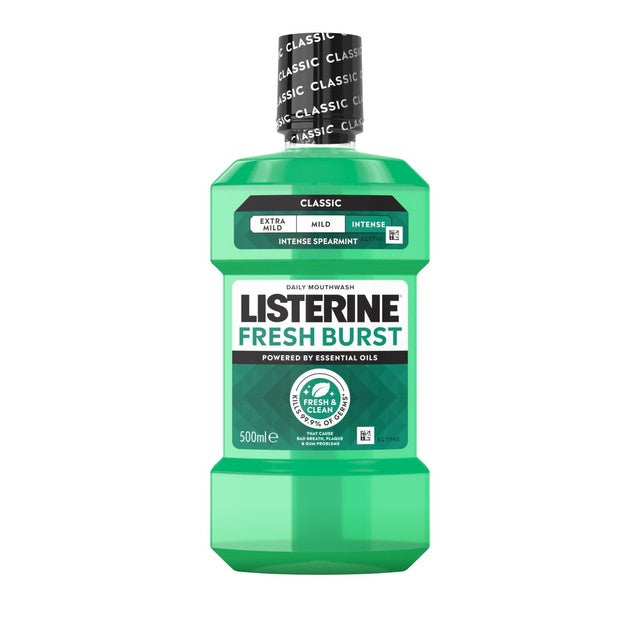 Listerine fresh burst intense spearmint mouthwash 500ml, UK version