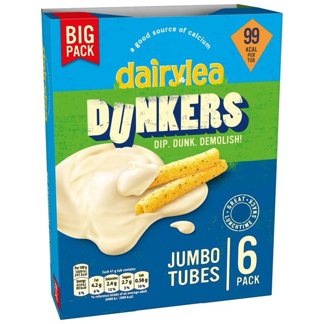 Dairylea cheese dip snack with jumbo tubes 6 x 41g - British product