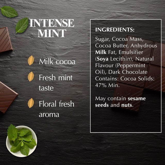 Lindt dark mint chocolate bar 100g, UK version