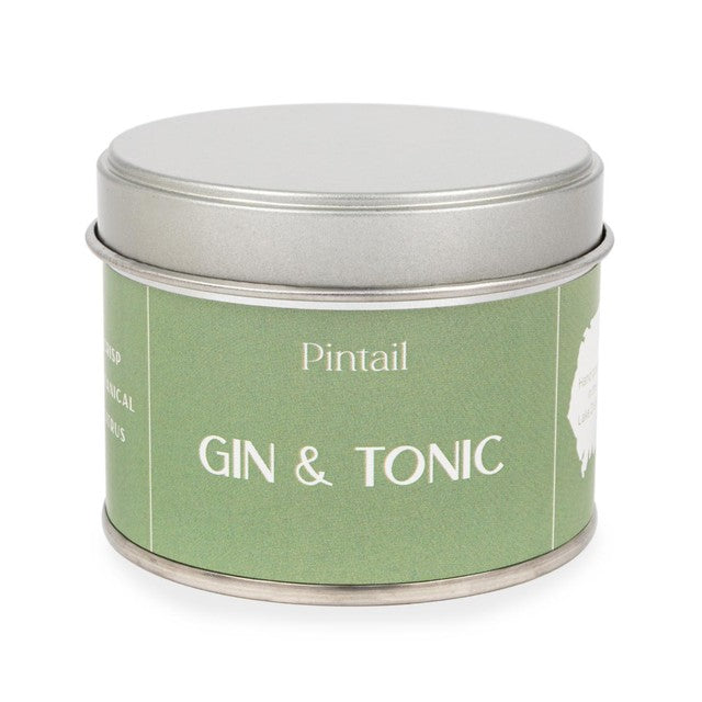 Pintail Gin & Tonic scented tin candle 225g, imported from the UK