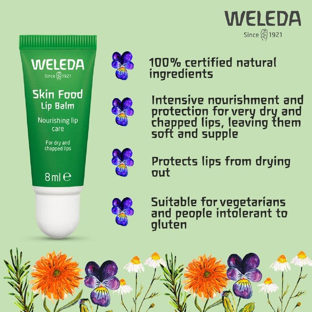 Weleda Skin Food lip balm for dry chapped lips 8ml (British brand)