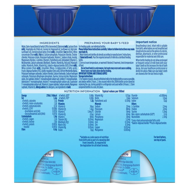Aptamil First Infant Milk ready-to-feed liquid 4x200ml - British product