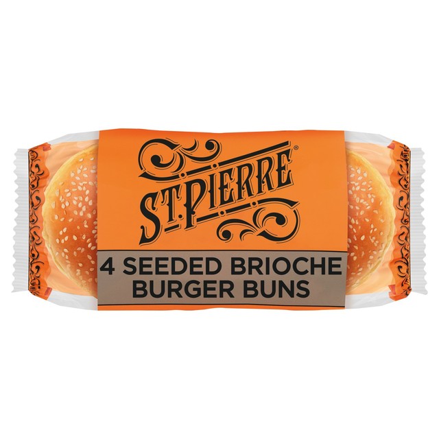 St Pierre seeded brioche burger buns 4 pack (British brand)