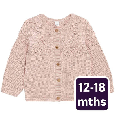 M&S M&S Girls Pure Cotton Patterned Cardigan Pink 12-18 Months- Buy online at McGrocer