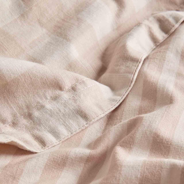 M&S pure cotton gingham bedding set natural double, imported from the UK