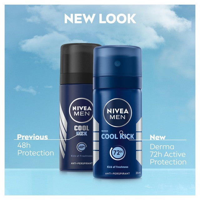 Nivea Men Cool Kick deodorant spray 35ml, imported from the UK