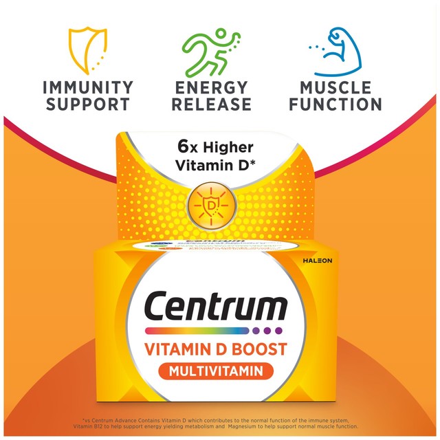 Centrum Vitamin D Boost multivitamin supplement 30 tablets - British product