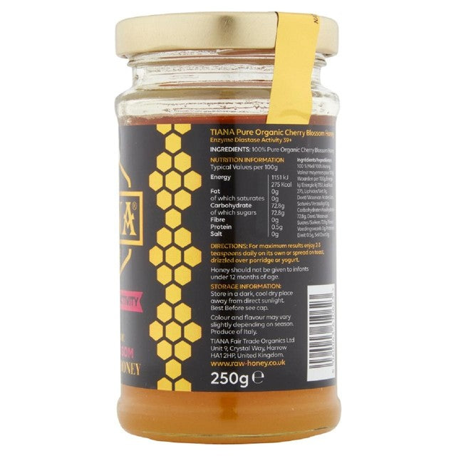 Tiana cherry blossom raw active honey 250g (British brand)