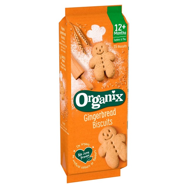 Organix gingerbread men biscuits toddler snacks 135g, imported from the UK