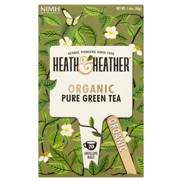 Heath & Heather Organic Pure Green Tea 20 Count, UK version