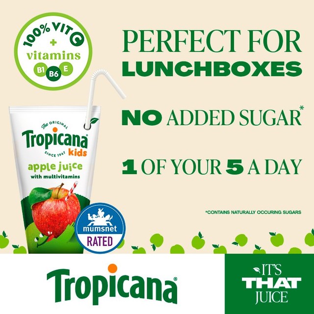 Tropicana Kids Pressed Apple Juice 4 x 150ml cartons (British brand)