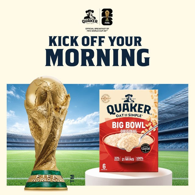 Quaker Big Bowl Original porridge sachets, imported from the UK
