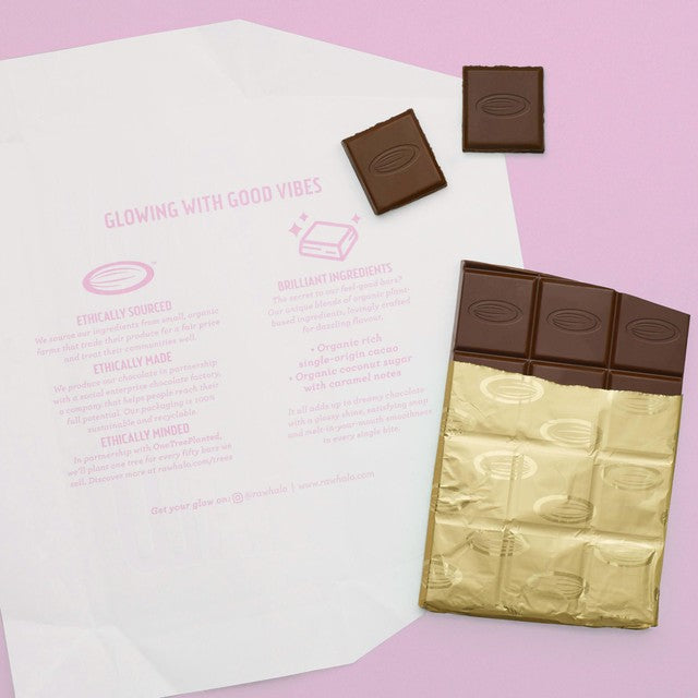 Raw Halo vegan chocolate with pink salt 70g, imported from the UK