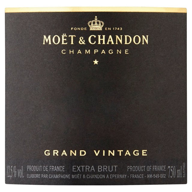 Moet & Chandon Grand Vintage Champagne 75cl, imported from the UK