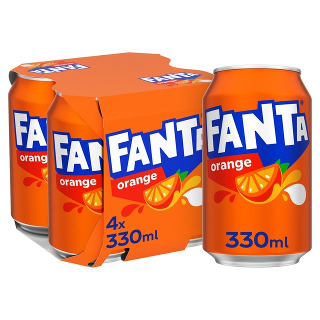 Fanta orange soft drink 330ml can (British brand)