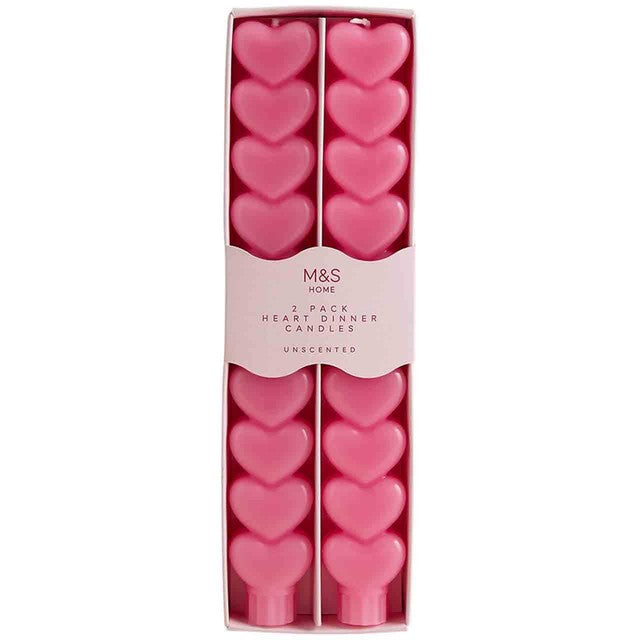 M&S heart dinner candles 26.8 cm pack of two (British brand)