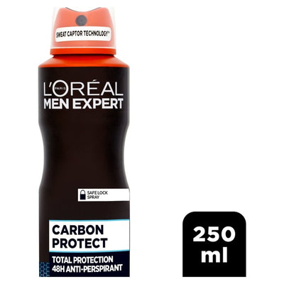 M&S L'Oreal Men Expert Carbon Protect Deodorant Men's Anti-Perspirant Spray 250ml- Buy online at McGrocer