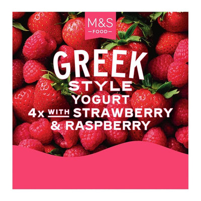 M&S M&S Griechischer Joghurt Erdbeer & Himbeer 4x140g - Online kaufen bei McGrocer