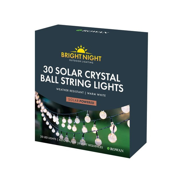 Bright Night solar string lights crystal ball warm white 20 LED (British brand)