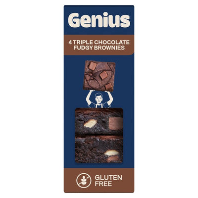 Genius Triple Chocolate Gluten Free Fudge Brownies 4 Pack