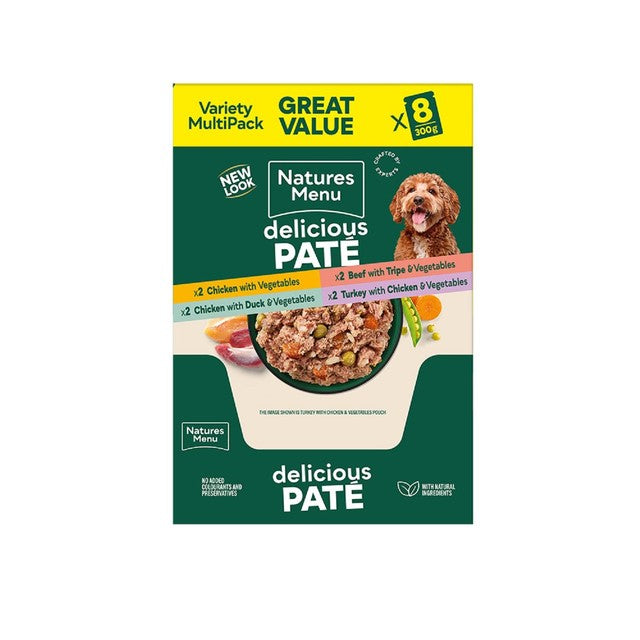 Natures Menu mixed variety dog food pouches 8 x 300g, imported from the UK