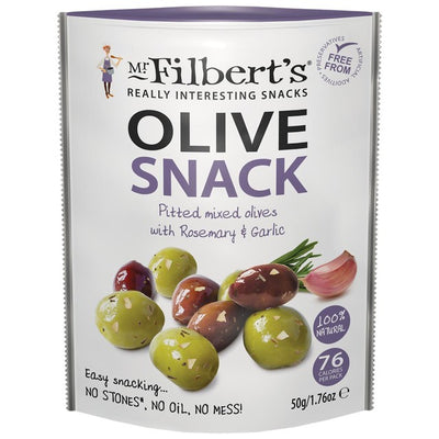 M&S Mr Filbert's Mixed Olives with Rosemary & Garlic Marinated Olive Snacks 50g- Buy online at McGrocer