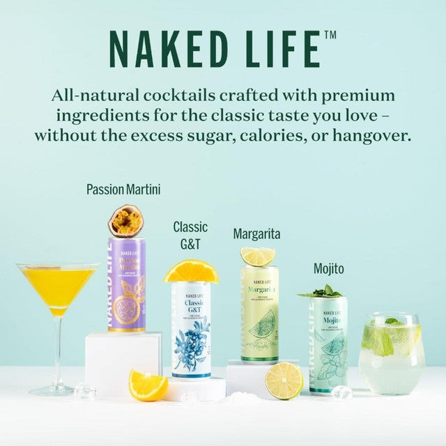 Naked Life Mojito Spritz non-alcoholic cocktail 4 x 250ml, imported from the UK