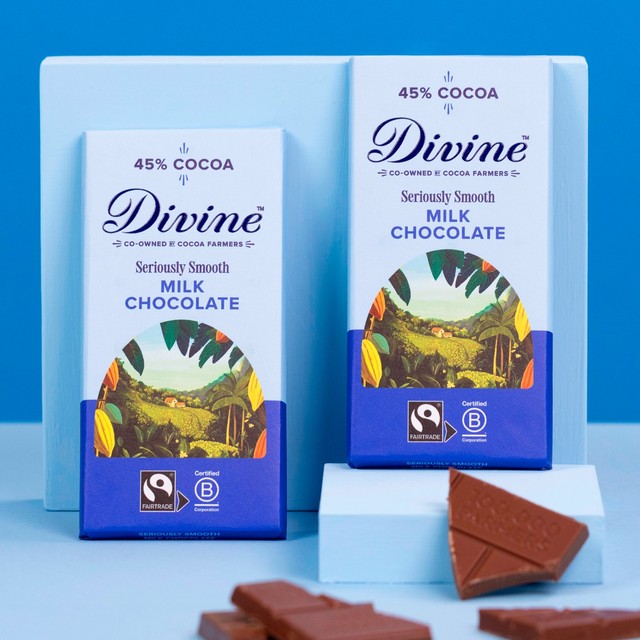 Divine 45% cocoa milk chocolate bar 90g - British product