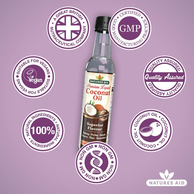 Natures Aid pure coconut oil 250ml, imported from the UK