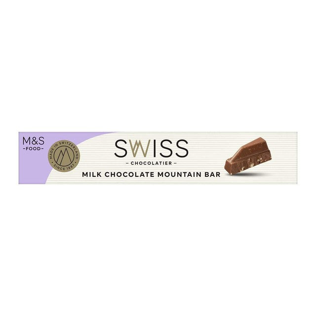 M&S Swiss milk chocolate bar with honey and almond nougat 100g, imported from the UK