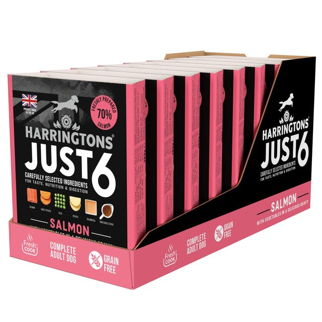 Harringtons Just 6 Salmon wet dog food 8 x 380g, UK version