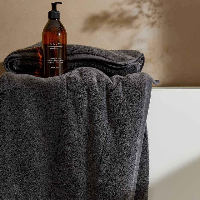 M&S Turkish Cotton Face Towels Charcoal 2 Pack, imported from the UK