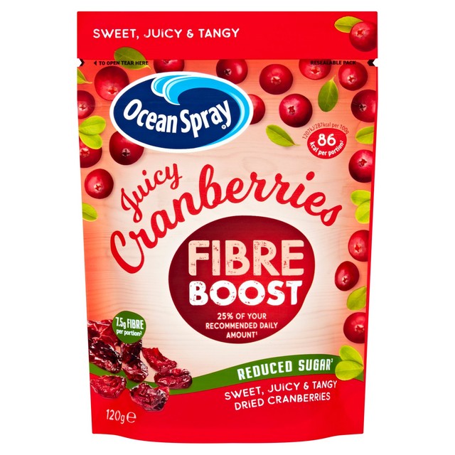 Ocean Spray Fibre Boost Dried Cranberries 120g, imported from the UK