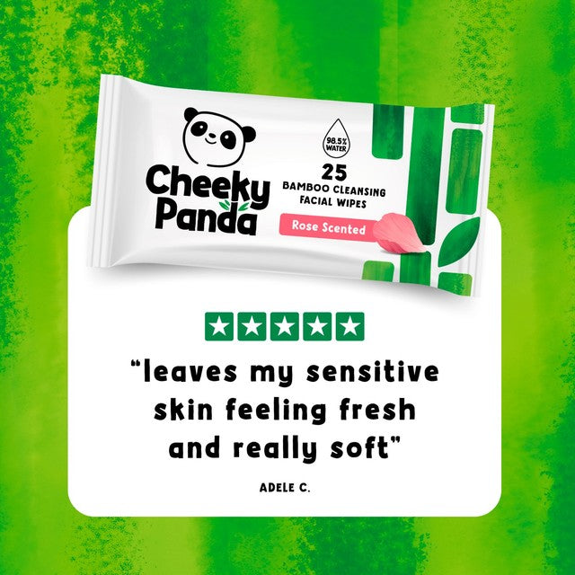 The Cheeky Panda bamboo facial cleansing wipes rose scented (British brand)