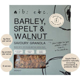 nibs etc. barley, spelt & walnut savoury granola 360g, imported from the UK