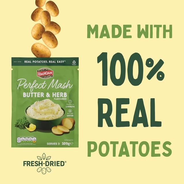 Idahoan Butter & Herb Instant Mashed Potatoes 109g, UK version