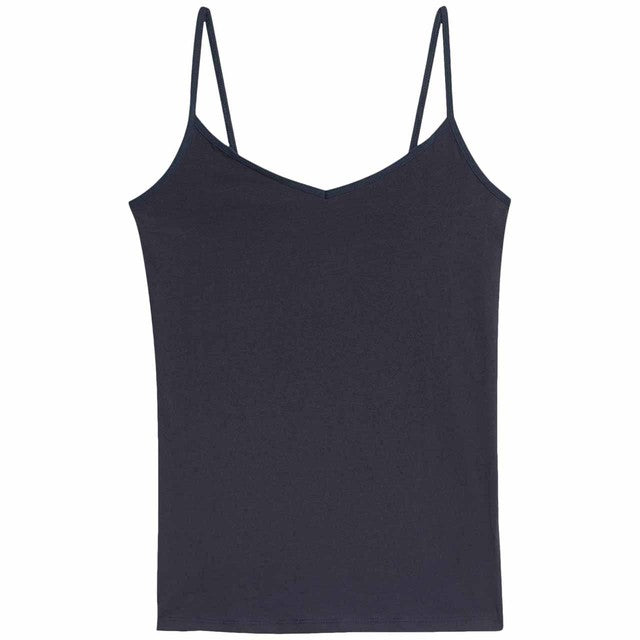 M&S cotton-rich strappy vests in navy, size 16, imported from the UK