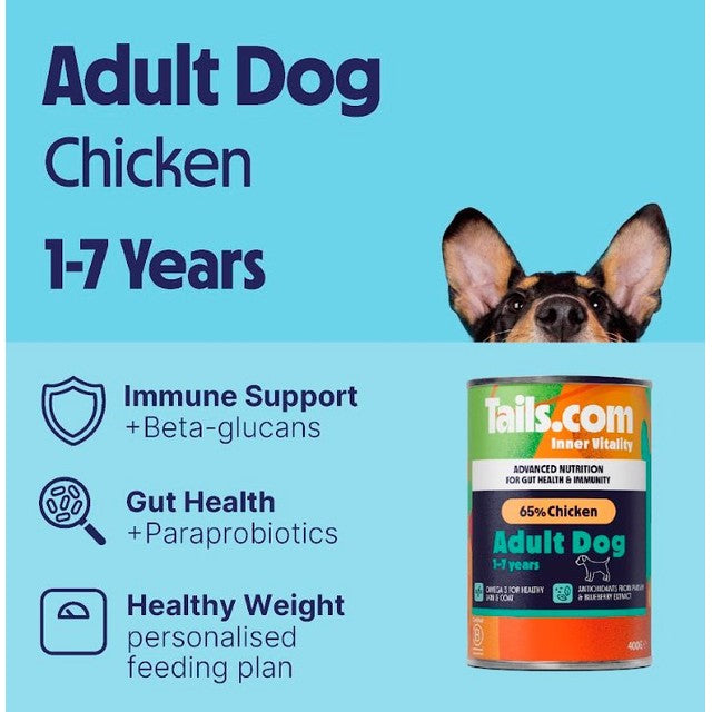 Tails Inner Vitality Chicken Adult Dog Wet Food 400g (British brand)